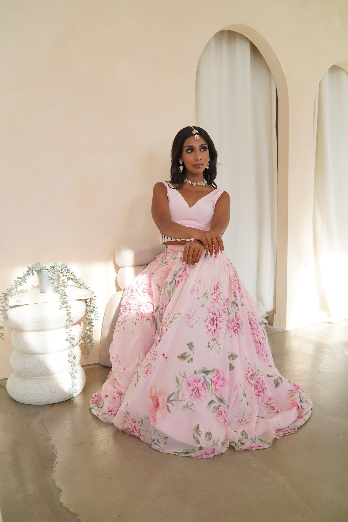 Our Pink Flower Print Lehenga