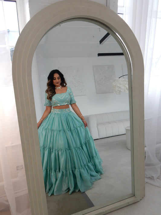 Our Turquoise Ruffle Lehenga