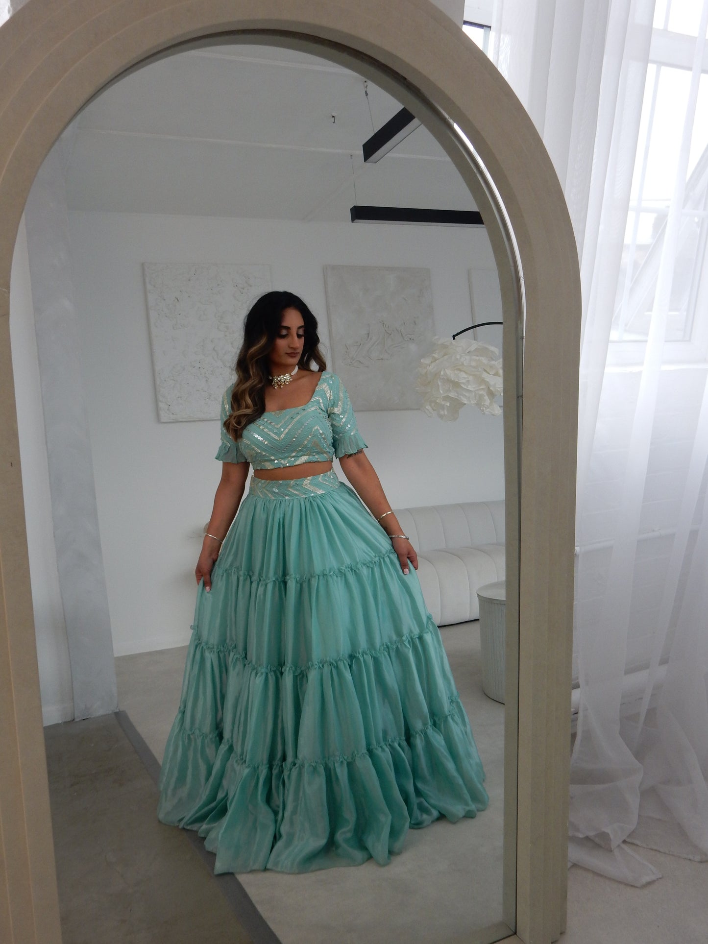 Our Turquoise Ruffle Lehenga