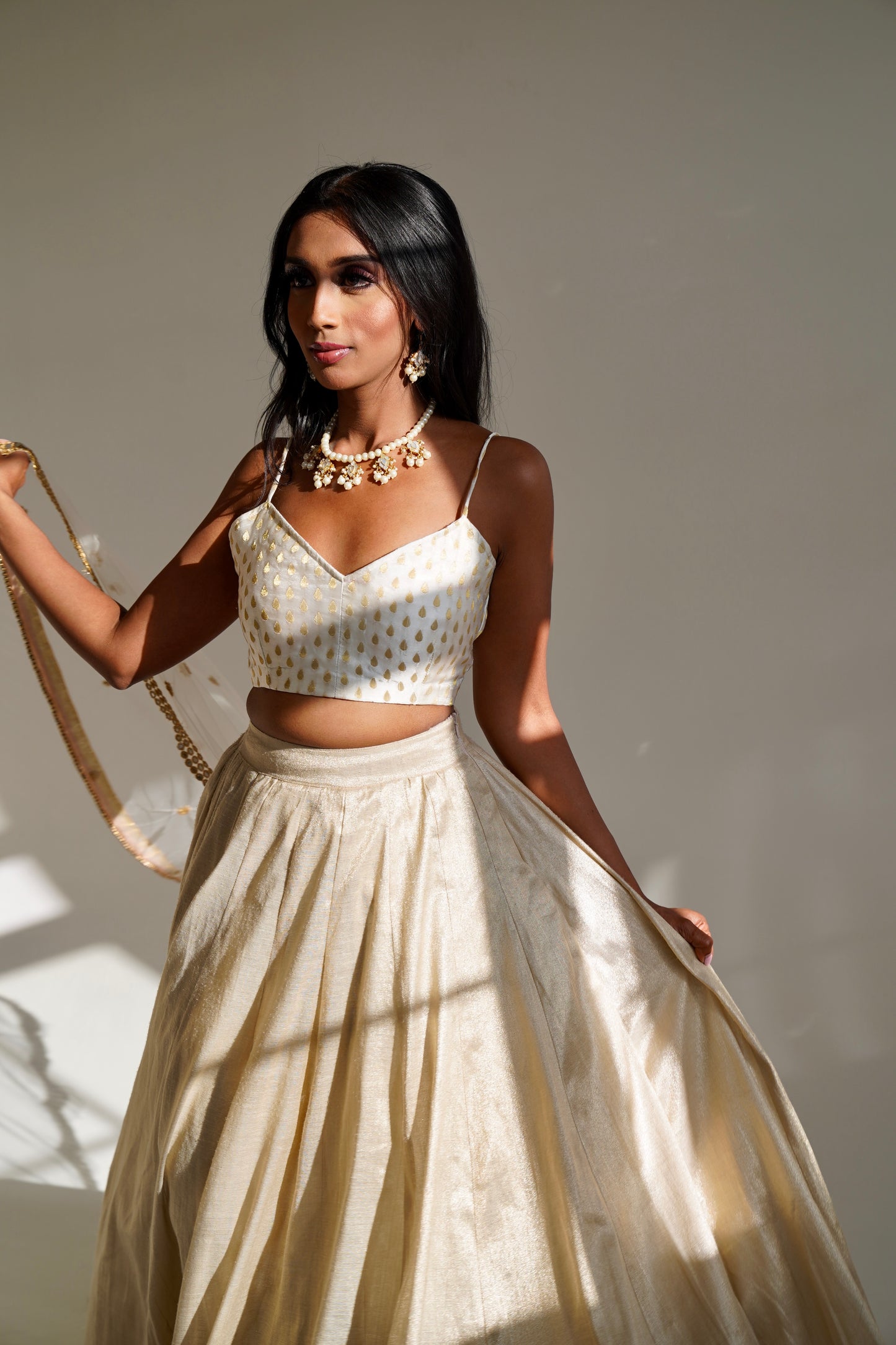 Our White/Gold Banarsi Lehenga