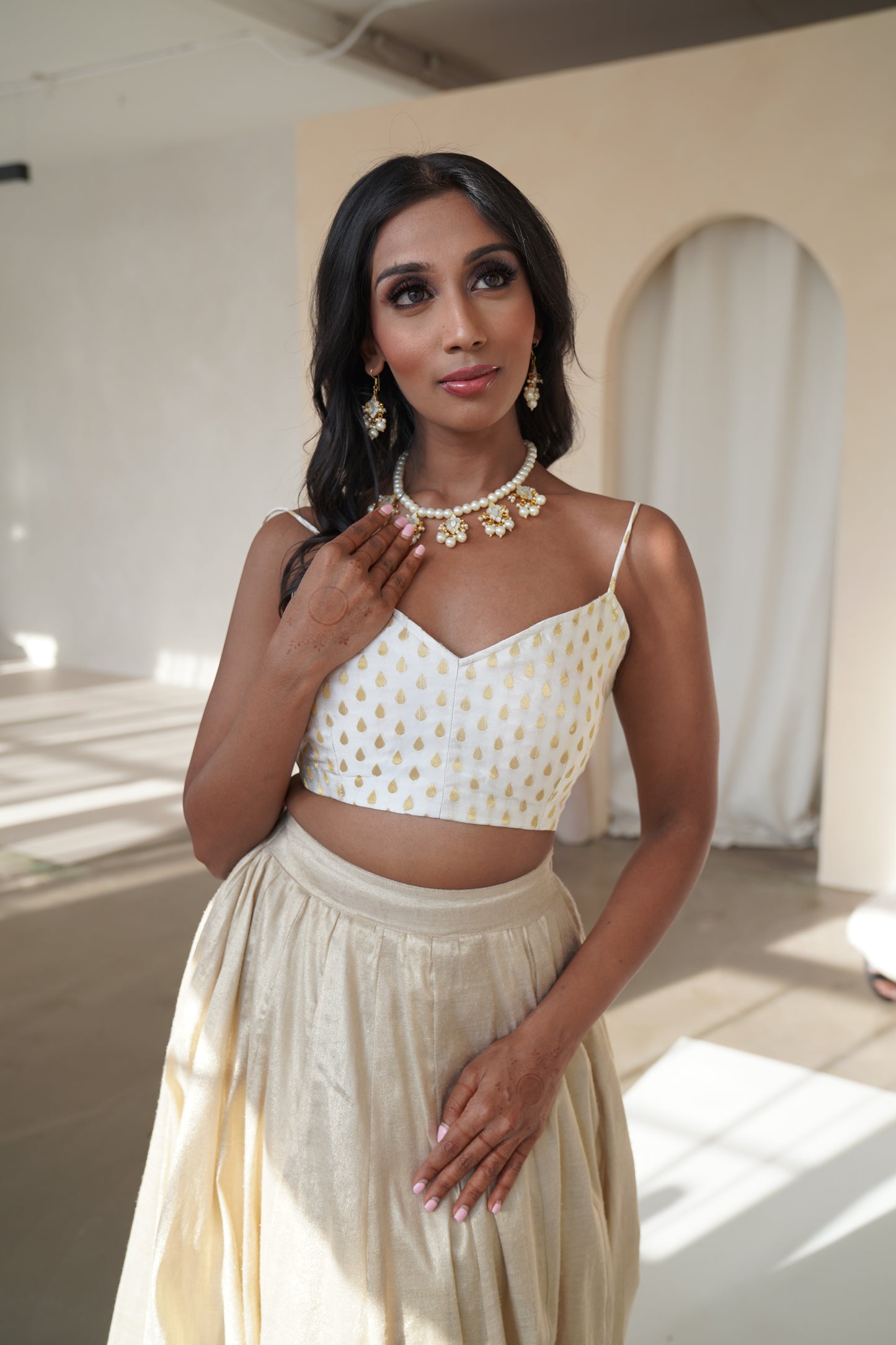 Our White/Gold Banarsi Lehenga