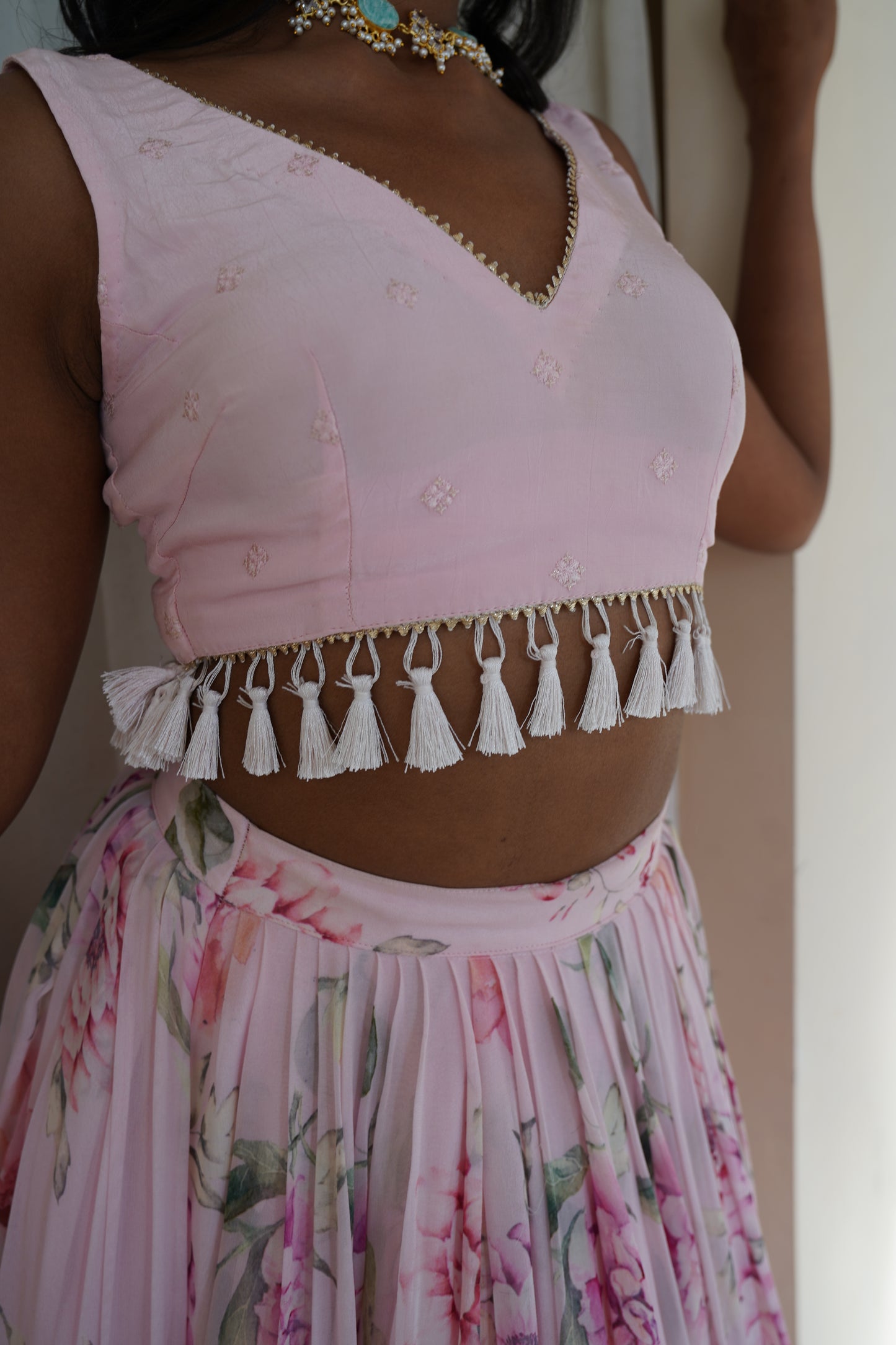 Our Pink Flower Print Lehenga