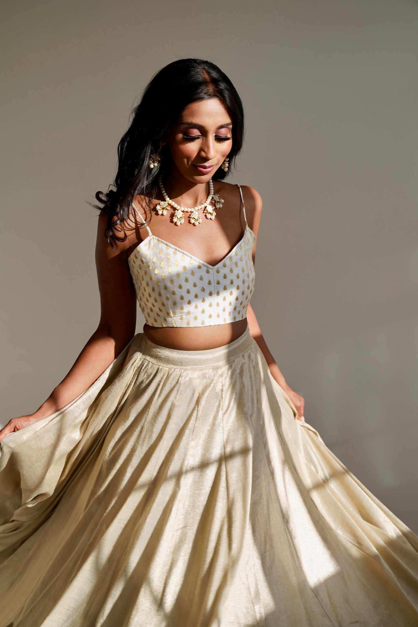 Our White/Gold Banarsi Lehenga