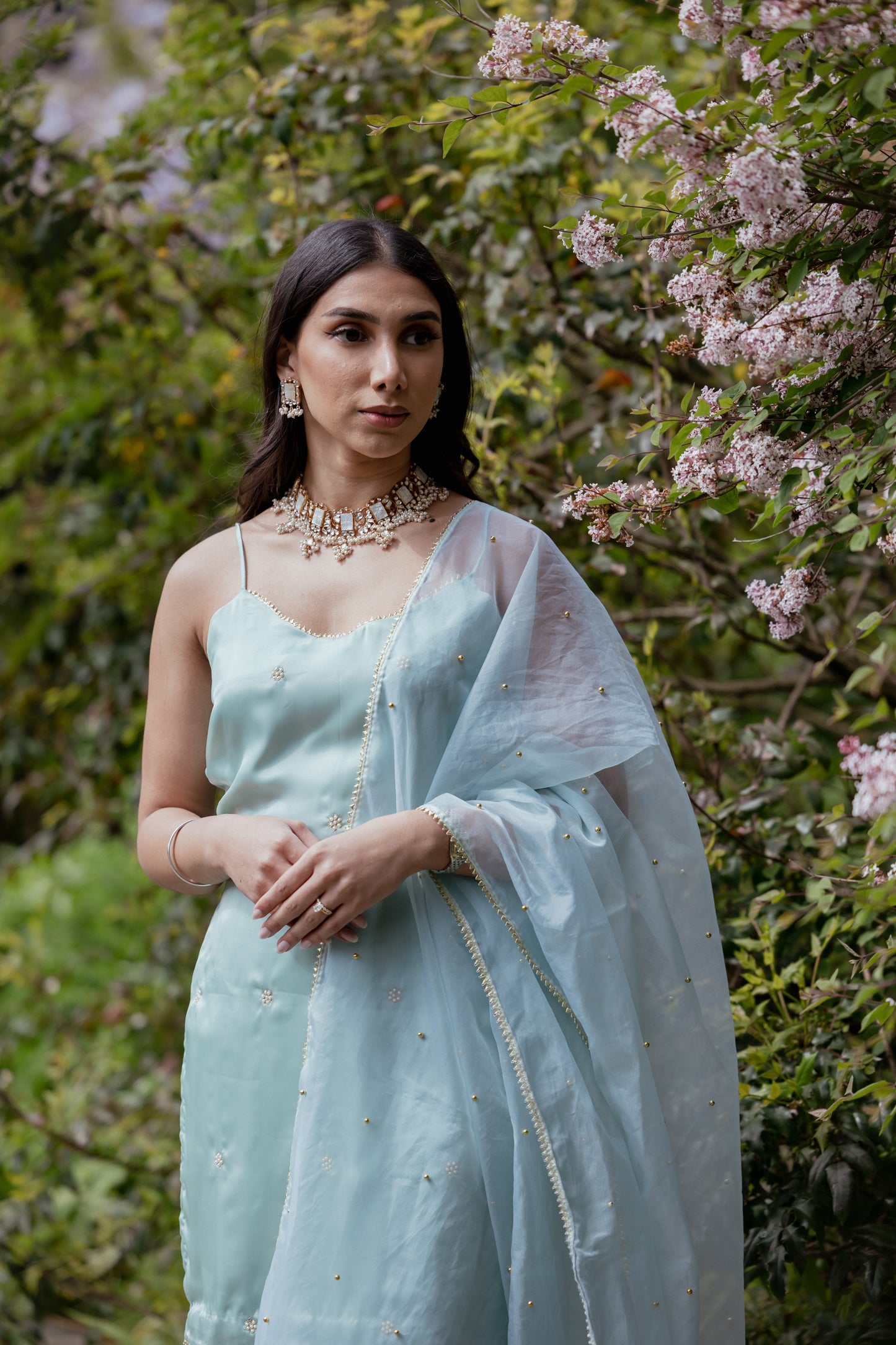 Our Petal Delights Indian Suit in Mint Green