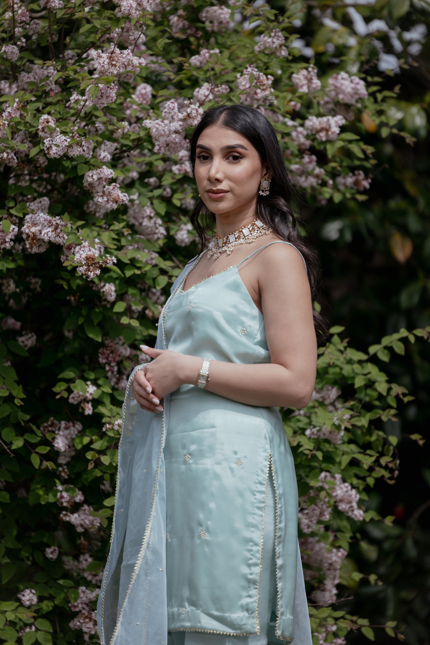 Our Petal Delights Indian Suit in Mint Green