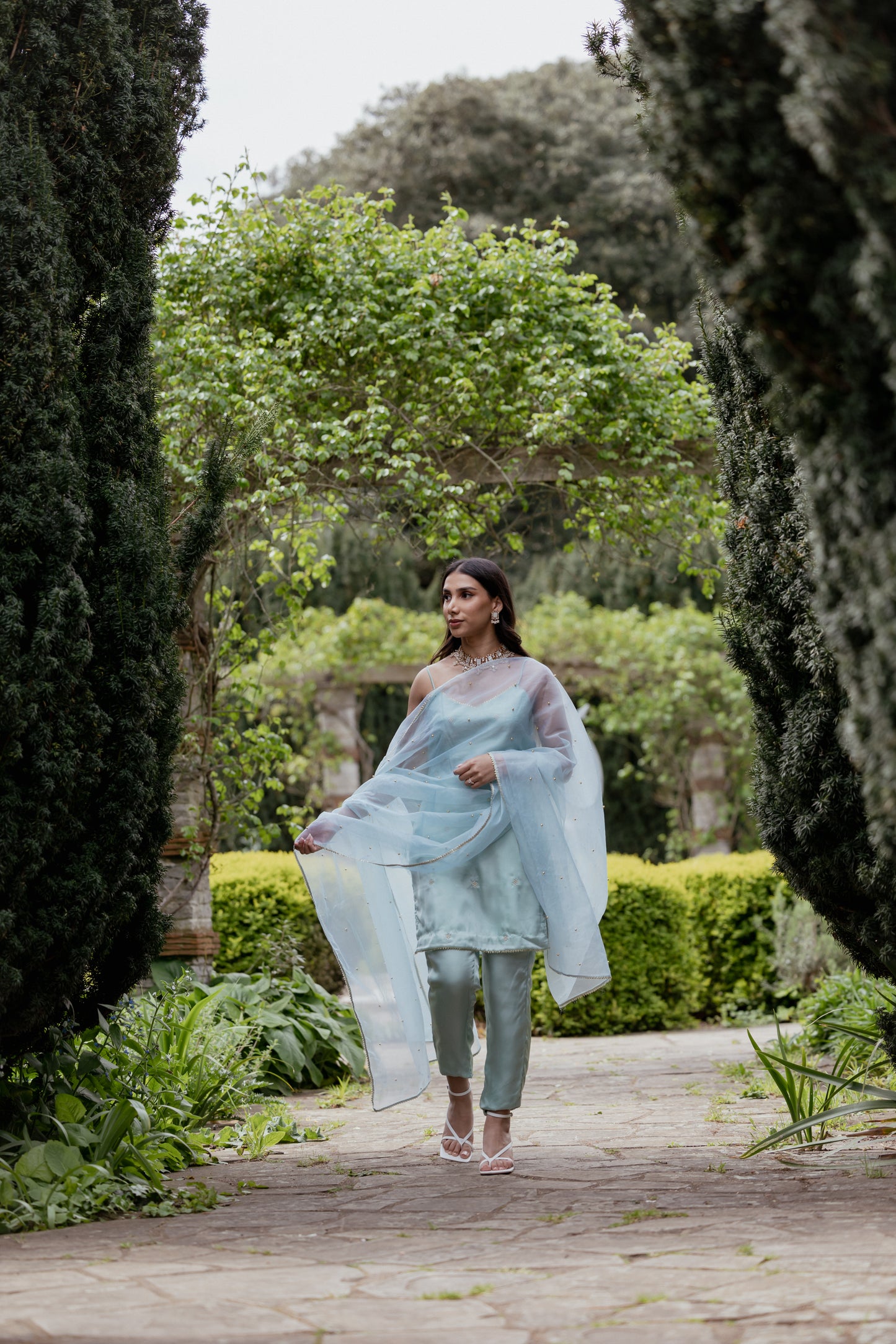 Our Petal Delights Indian Suit in Mint Green