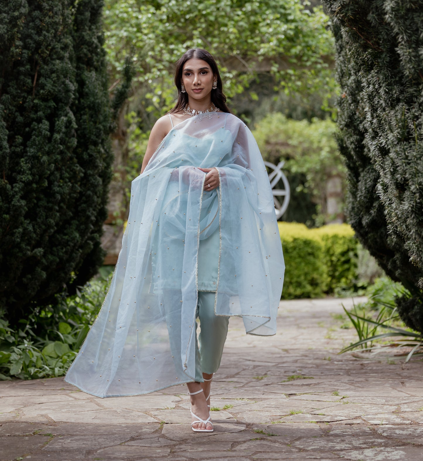 Our Petal Delights Indian Suit in Mint Green