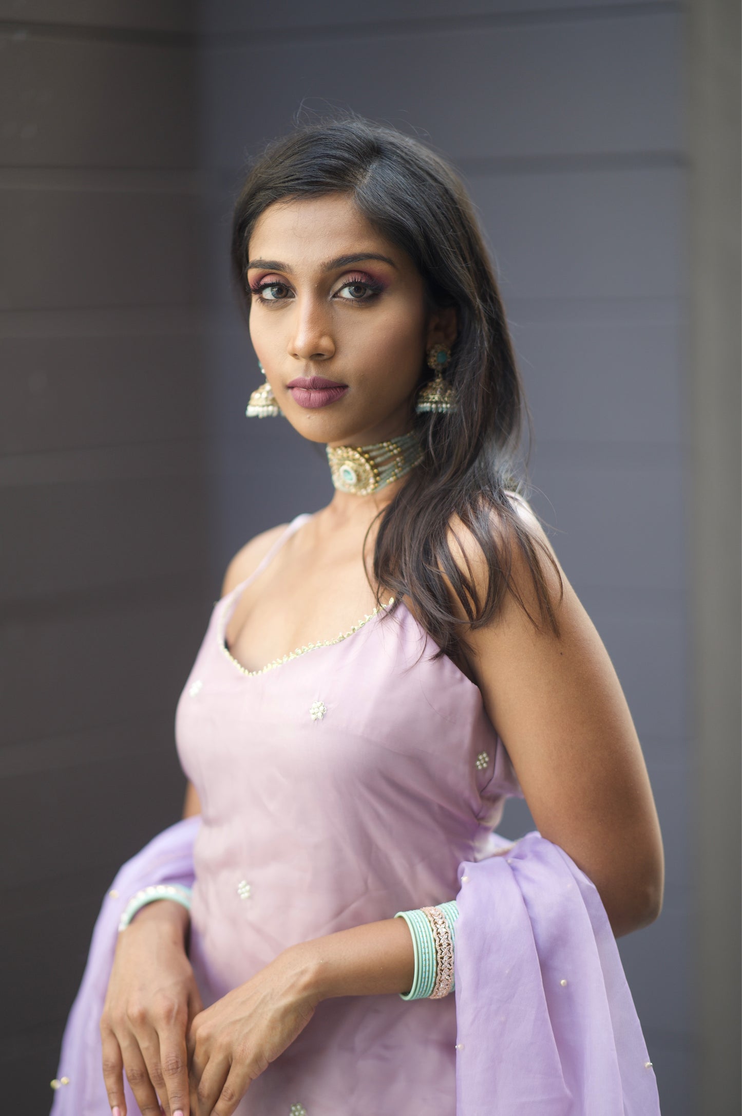 Our Petal Delights Indian Suit in Lilac