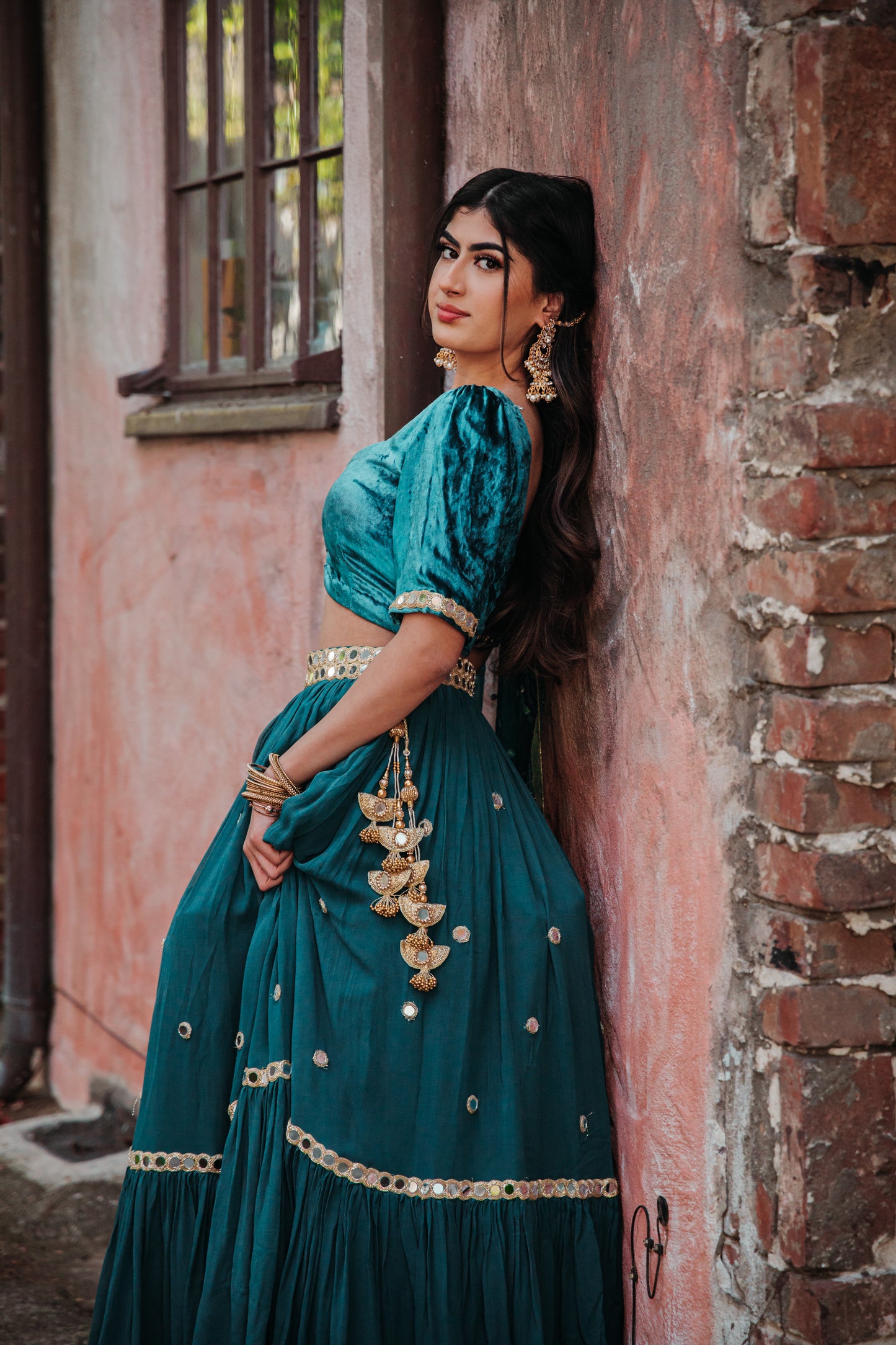 Our Emerald Green Mirrored Lehenga