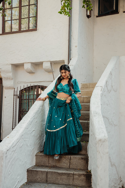 Our Emerald Green Mirrored Lehenga