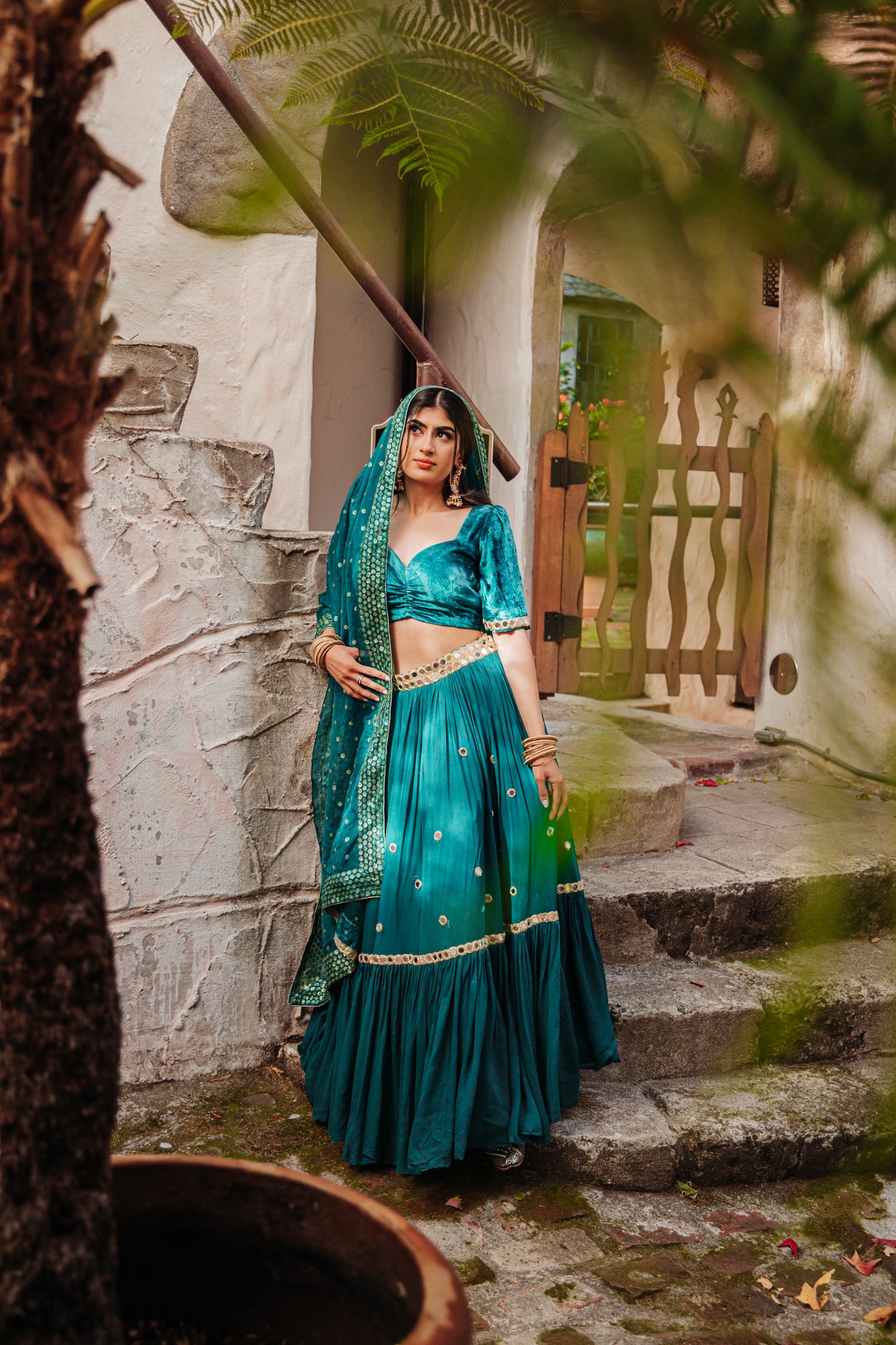 Our Emerald Green Mirrored Lehenga