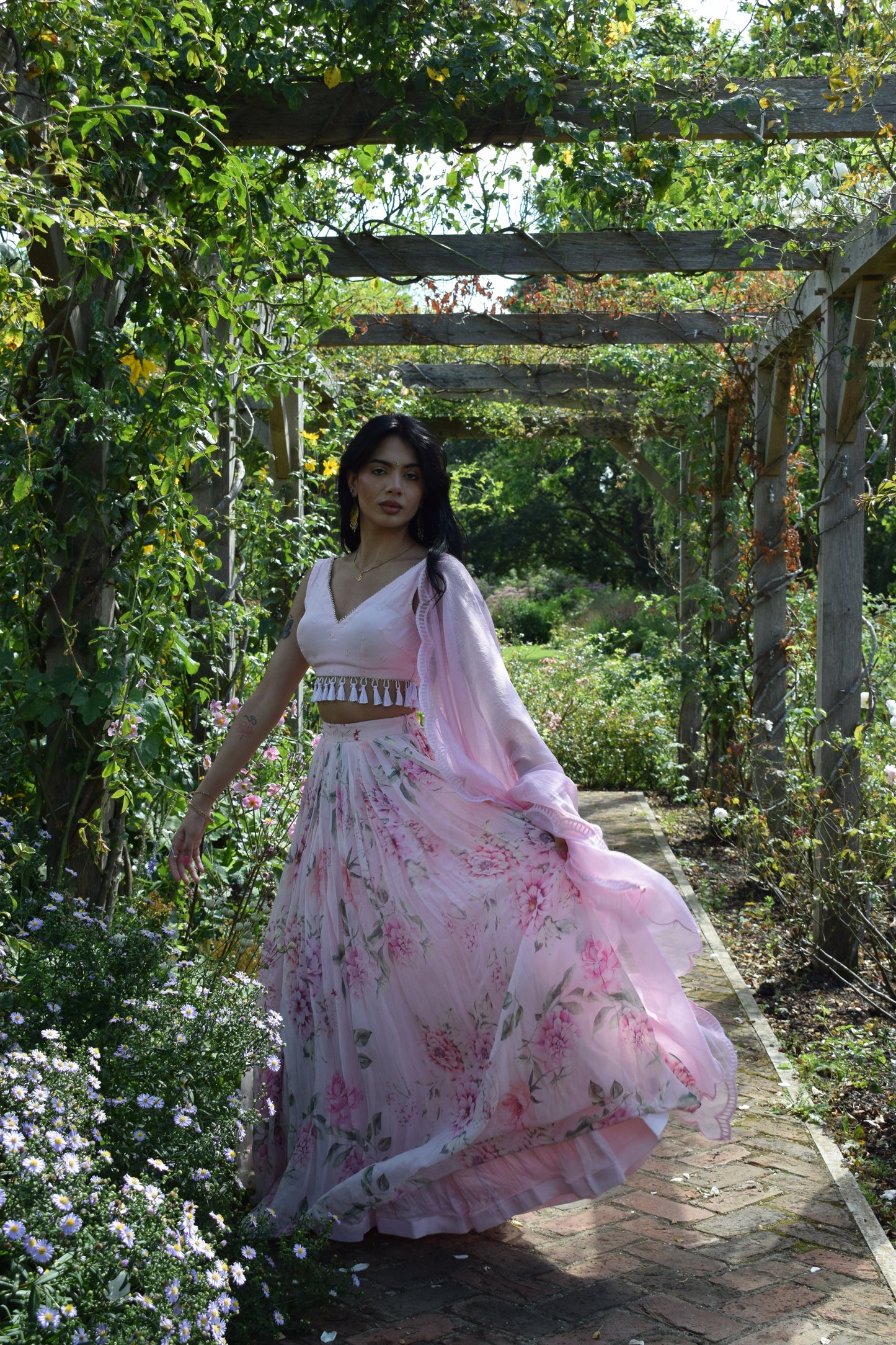 Our Pink Flower Print Lehenga