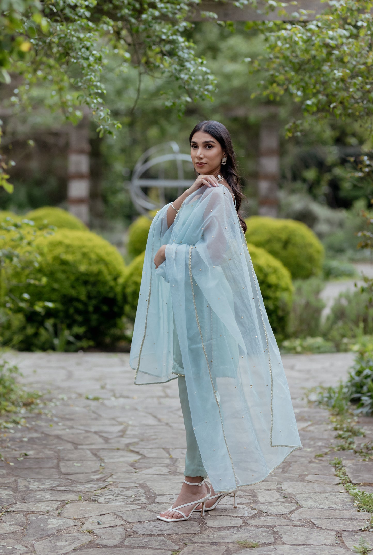 Our Petal Delights Indian Suit in Mint Green