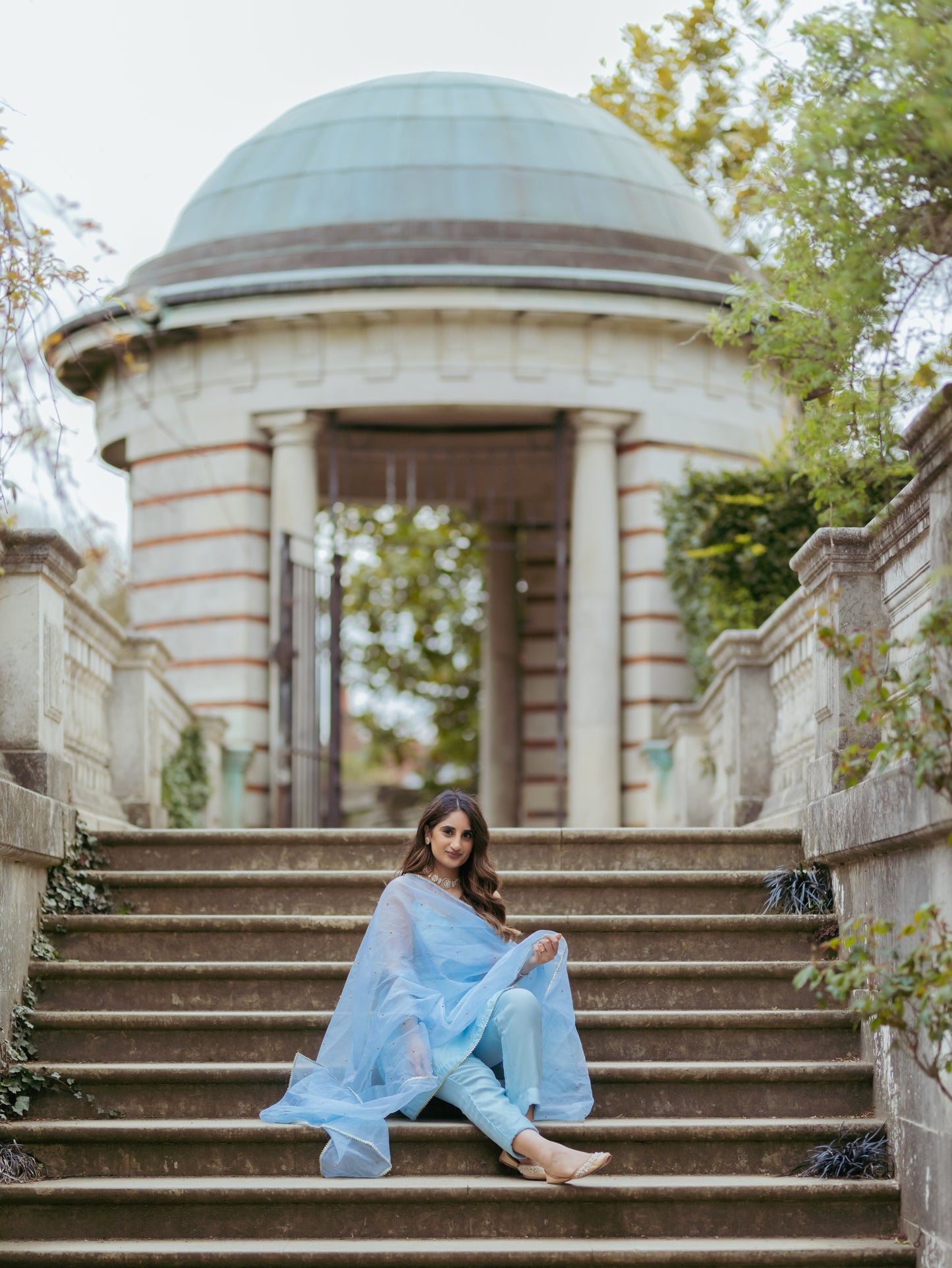 Our Petal Delights Indian Suit in Mint Blue