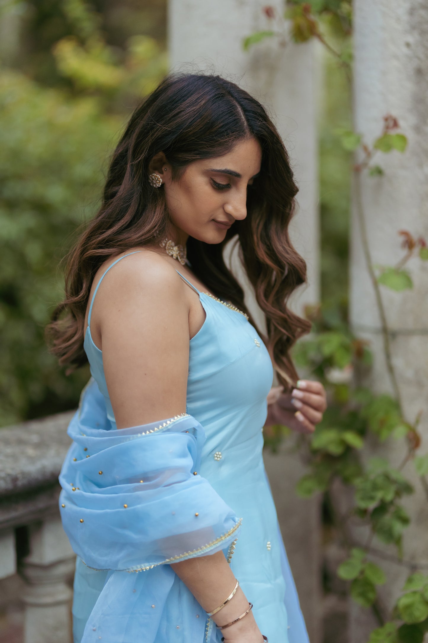 Our Petal Delights Indian Suit in Mint Blue
