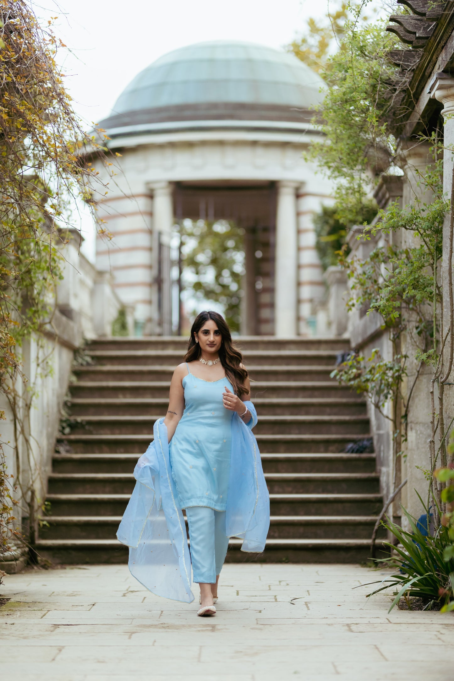 Our Petal Delights Indian Suit in Mint Blue