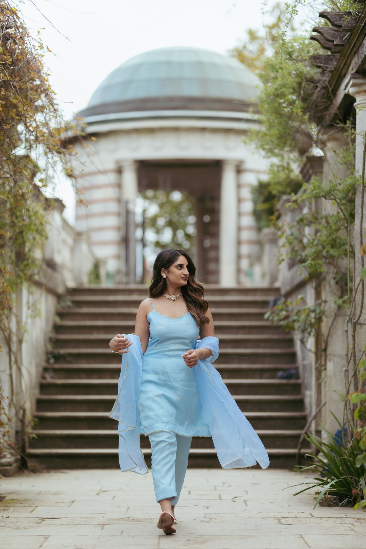Our Petal Delights Indian Suit in Mint Blue