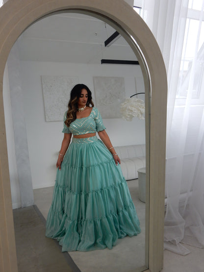 Our Turquoise Ruffle Lehenga