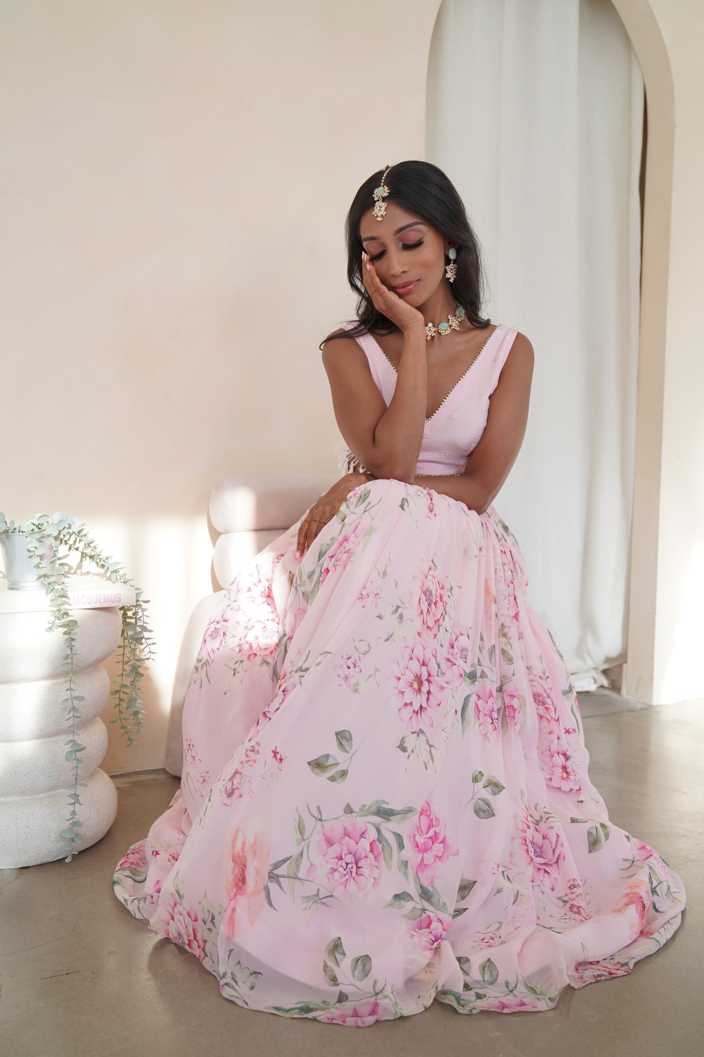 Our Pink Flower Print Lehenga