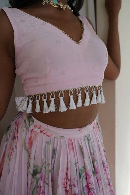 Our Pink Flower Print Lehenga